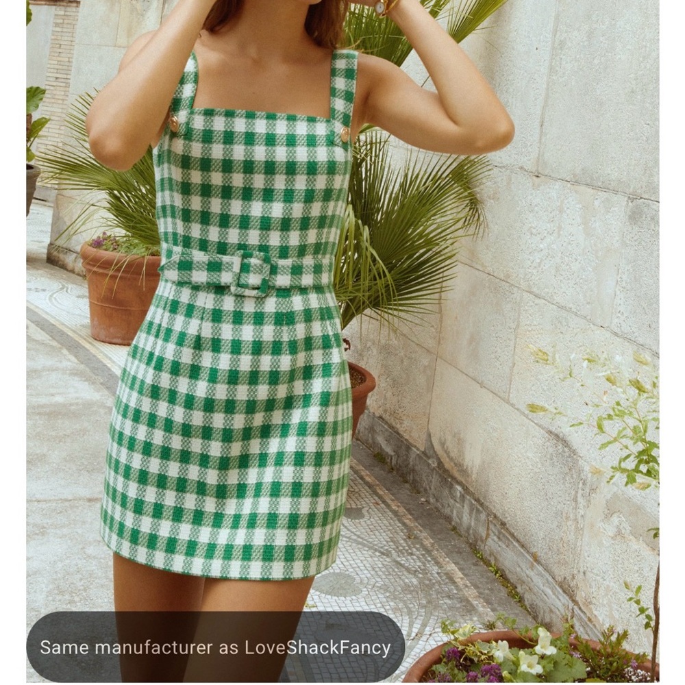 Green Kourt Blaine gingham mini dress